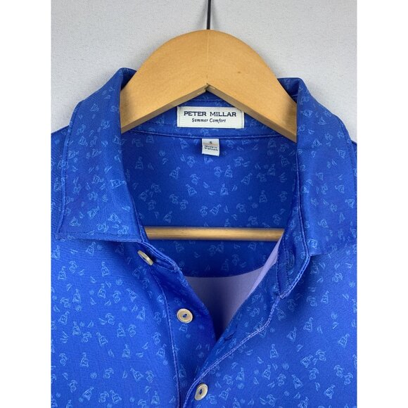 Peter Millar Summer Comfort Blue Polo Shirt S - Picture 2 of 5